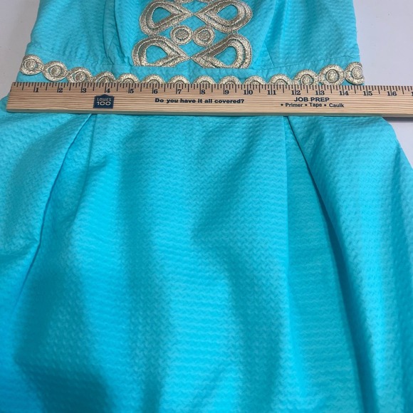 Lily Pulitzer Betsey Dress Wave Jacquard Strapless Shorely Blue Size 6 - Picture 5 of 13